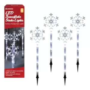 Christmas Workshop 4 Pack 40 LED Snowflake Stake Lights - White