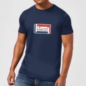 Plain Lazy Logo Print Mens T-Shirt - Navy - L