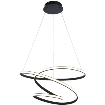 Endon Collection Lighting - Endon Dune Modern Designer LED Pendant Light Swirl Textured Black Finish