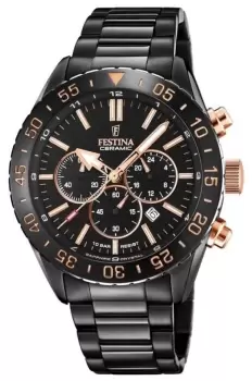 Festina F20577/1 Mens Chronograph Black Ceramic Bezel Watch