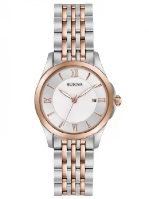 Bulova Ladies Classic Stainless Steel Mother Of Pearl Date Dial...
