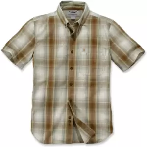 Carhartt Essential Plaid Short Sleeve Shirt, brown, Size 2XL, brown, Size 2XL