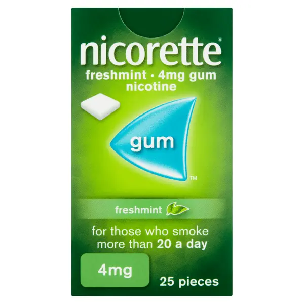 Nicorette 4mg Fresh Mint Gum 25x Pieces