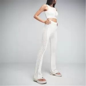 Missguided Co Ord Contrast Knit Flared Trousers - Cream