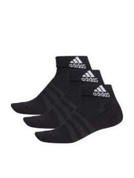 Adidas 3 Stripe Cushioned Ankle Socks - Black