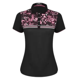 Callaway Floral Chest Polo Shirt Ladies - Black