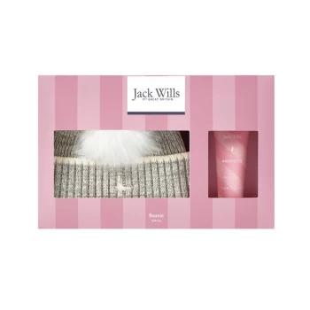 Jack Wills Beanie Hat and Body Lotion Gift Set - Pink