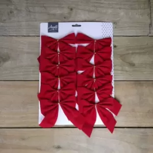 12 x 12cm Red Velvet Christmas Bows Festive Luxury
