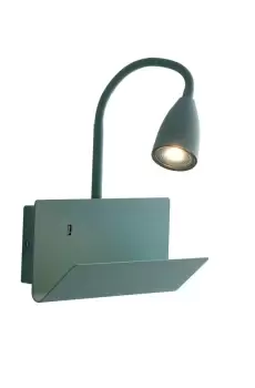 Gulp Flexible Arm Reading USB Wall Lamp Shelf, Green, GU10