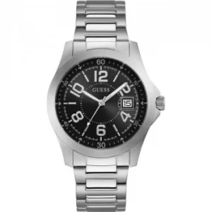 GUESS Gents silver watch with Black date dial