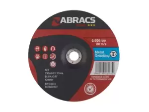 Abracs PF23060DM 230mm x 6.0mm x 22mm Grinding Disc DPC METAL