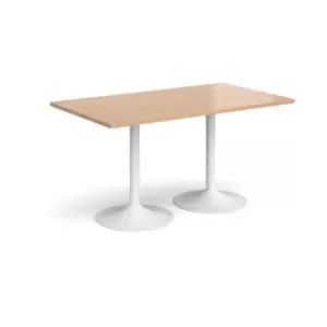 Genoa rectangular dining table with white trumpet base 1400mm x 800mm - beech