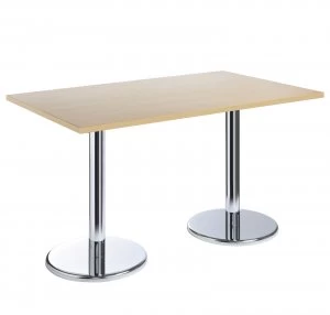 Pisa Rectangular Table With Round Chrome Base 1600mm x 800mm - Beech