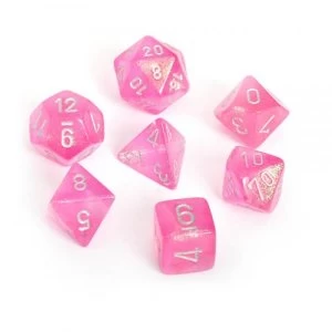 Chessex Poly 7 Dice Set: Borealis Pink/silver