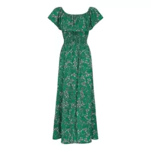 Mela London Green Ditsy Print Bardot Dress - Green