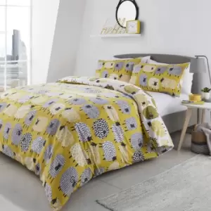 Fusion Dotty Sheep Yellow Duvet Cover and Pillowcase Set Yellow, Black and White