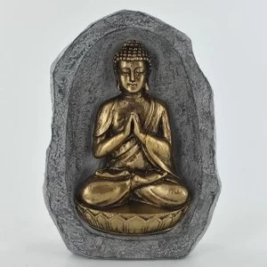 Gold Buddha Sitting In Stone Sculpture 13cm