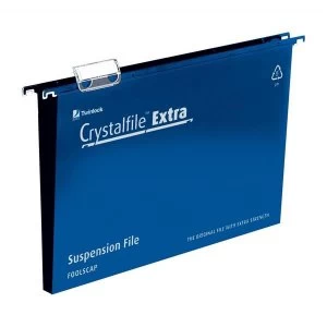 Rexel Crystalfile Extra Foolscap Polypropylene Suspension File 30mm Blue - 1 x Pack of 25 Suspension Files
