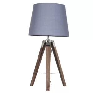 Clipper Light Wood Tripod Table Lamp with Grey Aspen Shade
