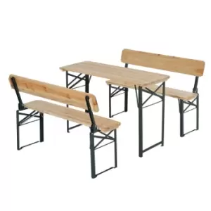 Alfresco 3 Piece Wooden Table Bench Set, Brown