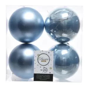 Kaemingk Shatterproof Plain Christmas Baubles (Pack Of 4) (10cm) (Sea Blue) - Sea Blue