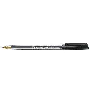 Staedtler Stick 430 1mm Medium Tip Ballpoint Pen 0.35mm Line Width Black 1 x Pack of 10