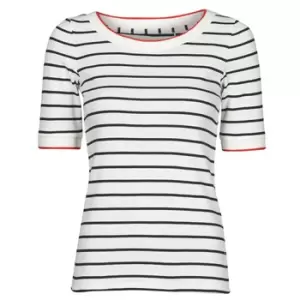 Esprit RAYURES COL ROUGE womens T shirt in White - Sizes XS,S