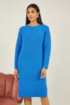 Blue Knitted Midi Dress