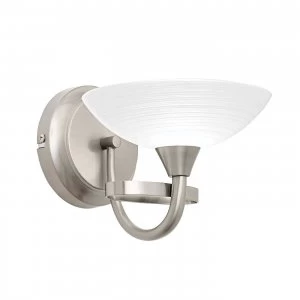 1 Light Wall Light Satin Chrome with White Painted Glass Shade, G9