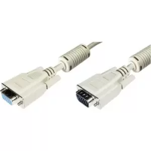 Digitus VGA Cable extension VGA 15-pin plug, VGA 15-pin socket 1.80 m Grey AK-310203-018-E screwable, incl. ferrite core VGA cable
