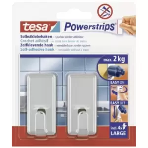 tesa POWERSTRIPS Large Classic adhesive hook Chrome Content: 2 pc(s)