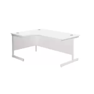 1600X1200 Single Upright Left Hand Radial Desk White - White + Desk High Ped