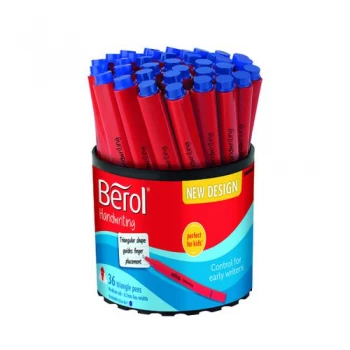 Berol Handwriting Triangular Pen Blue Pack of 36 2066667