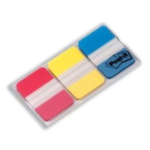 Post it Index Strong 25mm Durable Tabs Red Yellow Blue 3 x 22 Tabs