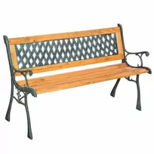 Tectake Garden Bench Tamara, 2-seater In Wood And Cast Iron (128X51X73cm) Brown