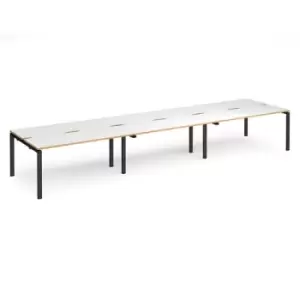 Bench Desk 6 Person Rectangular Desks 4800mm White/Oak Tops With Black Frames 1200mm Depth Adapt