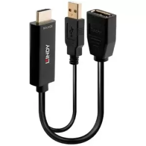 LINDY 38289 HDMI / USB / DisplayPort Converter [2x HDMI plug, USB-A - 1x DisplayPort socket] Black 0.18 m