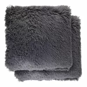 Emma Barclay Doux Super Soft Cushion (pair) Cover In Charcoal Grey