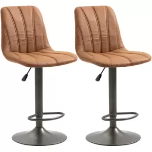 HOMCOM Bar Stools Set of 2 W/ Adjustable Height 360° Swivel for Home Brown - Brown