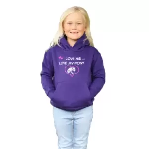 British Country Collection Childrens/Kids Love Me Love My Pony Hoodie (7-8 Years) (Purple)