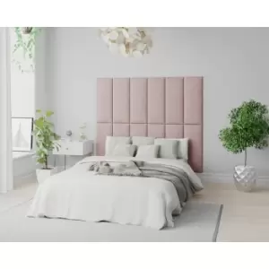 Aspire EasyMount Wall Mounted Upholstered Panels, Modular DIY Headboard in Pure Pastel Cotton Fabric, Tea Rose (Pack of 8)