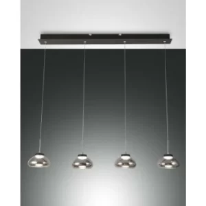 Fabas Luce Arabella LED Straight Bar Pendant Ceiling Light Transparent Grey Glass