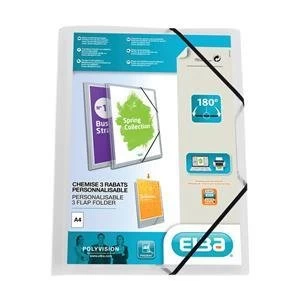 Original Elba Polyvision A4 Document Wallet Polypropylene Elastic Straps Clear Pack of 12