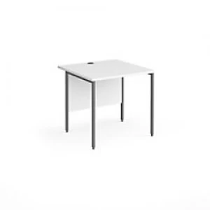 Dams International Rectangular Straight Desk with White MFC Top and Graphite H-Frame Legs Contract 25 800 x 800 x 725mm