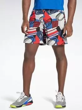 Reebok Austin Allover Print Shorts, Black Size M Men