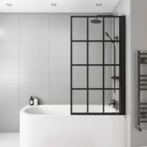 Black Grid Bath Shower Screen 1500mm Right Hand - Nova