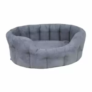 P&L Oval Faux Suede Dog Bed XL Grey - wilko