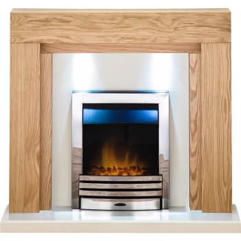 Adam Beaumont Fireplace Suite in Oak with Eclipse Electric Fire in Chrome