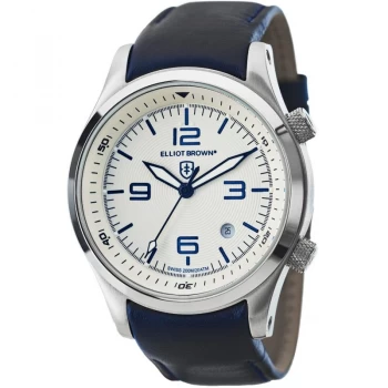 Elliot Brown Mens Canford Blue Leather White Dial 202-001- Watch