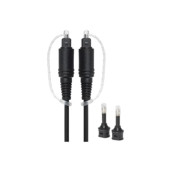 Maplin TOSlink Optical Audio Cable with Mini TOSlink Adapter - Black, 1.5m